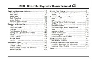 2006 chevrolet equinox owner's manual