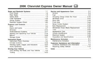 2006 chevrolet express owner's manual