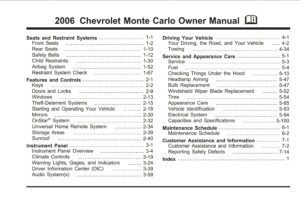 2006 chevrolet monte carlo owner's manual