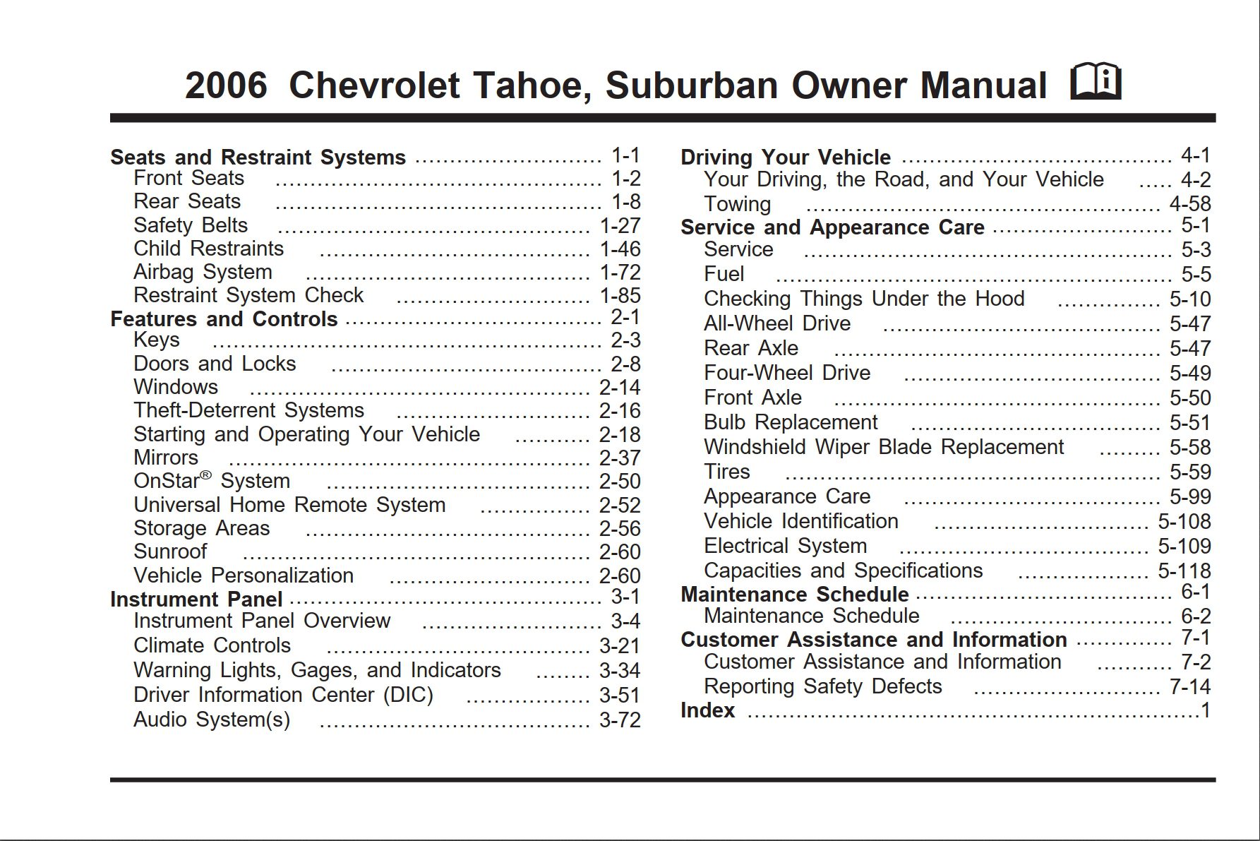 2006 chevrolet tahoe owner's manual