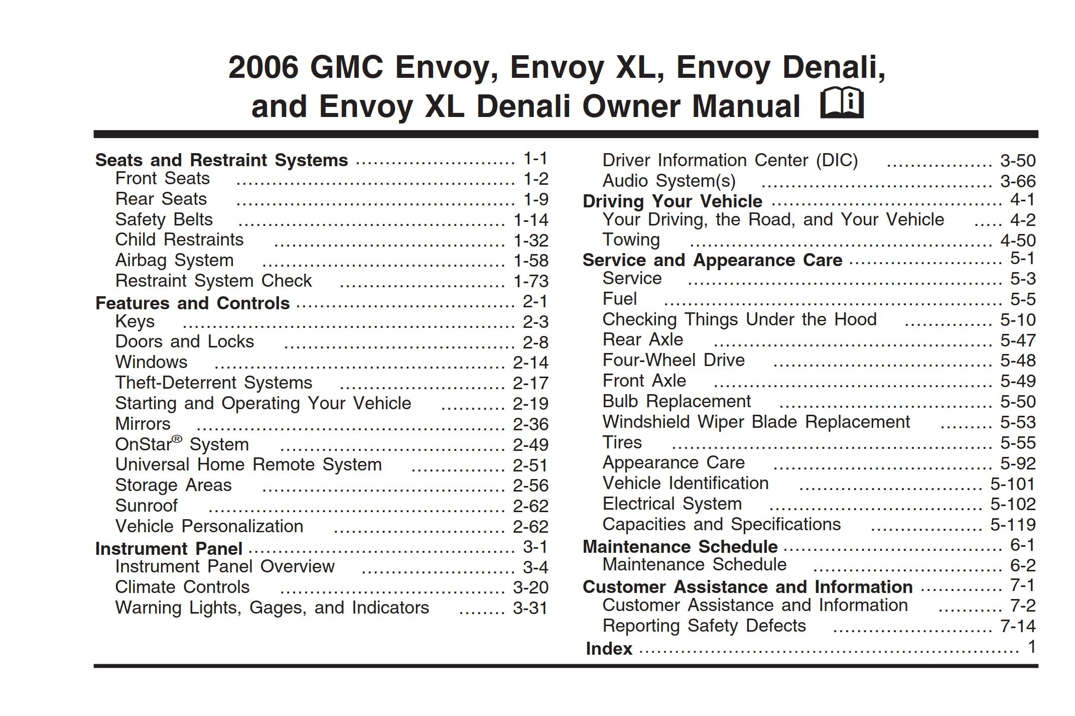 2006 gmc envoy owner's manual