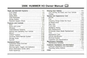 2006 hummer h3 owner's manual