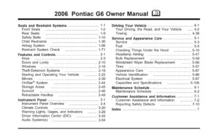 2006 pontiac g6 owner's manual