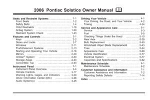 2006 pontiac solstice owner's manual