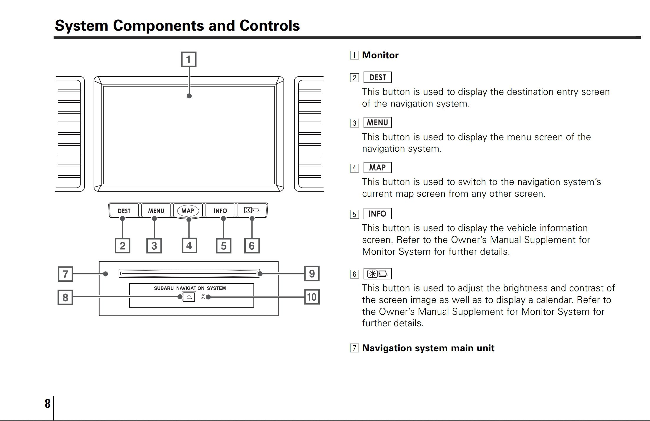 2006 subaru legacy and outback navigation system owner's manual