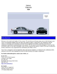 2006 volvo s60 owner's manual