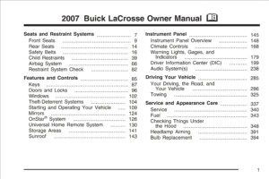 2007 buick lacrosse owner's manual