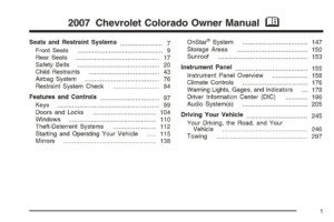 2007 chevrolet colorado owner's manual