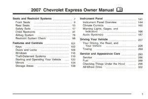 2007 chevrolet express owner's manual