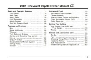 2007 chevrolet impala owner's manual