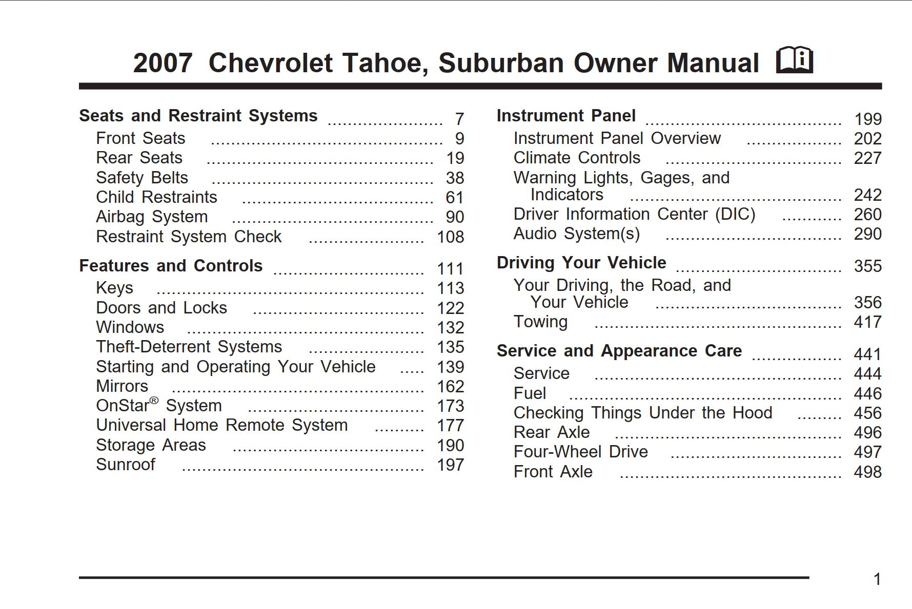 2007 chevrolet tahoe owner's manual