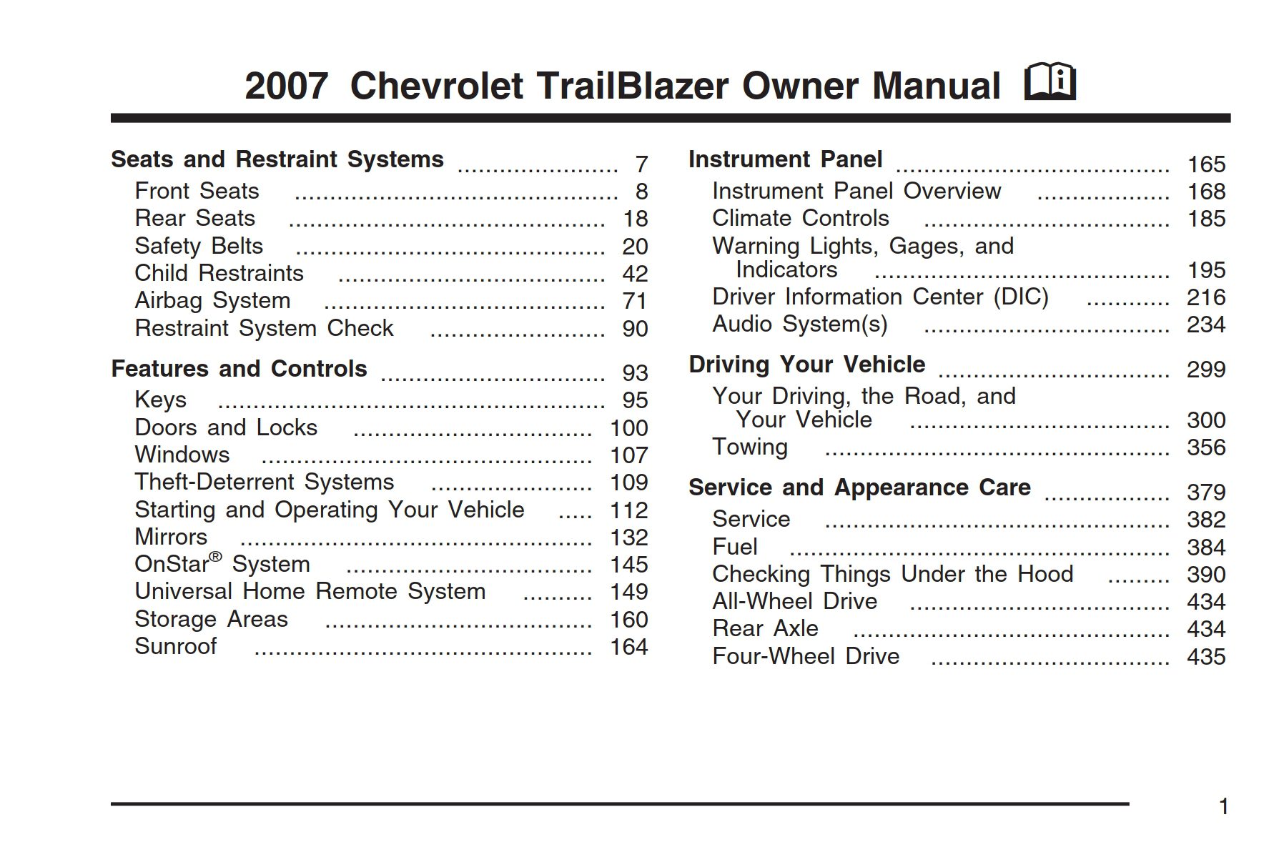 2007 chevrolet trailblazer owner's manual