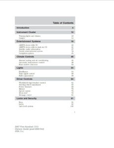 2007 ford five hundred owner's manual