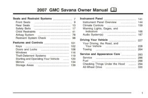 2007 gmc savana owner's manual