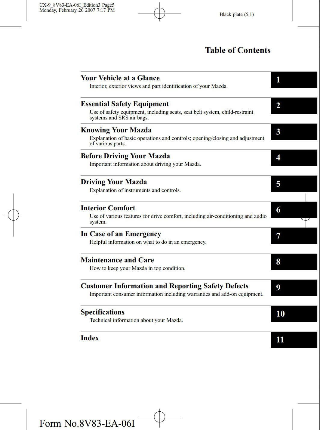 2007 mazda cx9 owner's manual