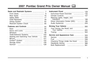 2007 pontiac grand prix owner's manual