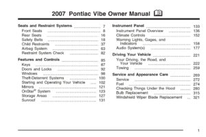 2007 pontiac vibe owner's manual