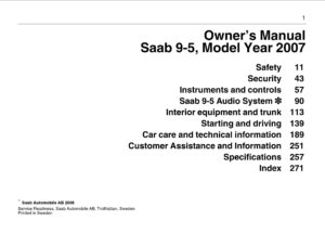 2007 saab 9 5 owner's manual