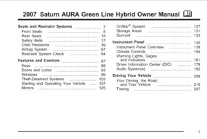 2007 saturn aura hybrid owner's manual