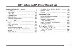 2007 saturn aura owner's manual