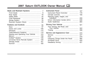 2007 saturn outlook owner's manual