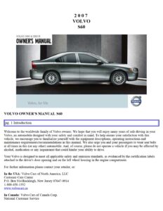 2007 volvo s60 owner's manual