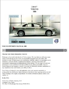 2007 volvo s80 owner's manual