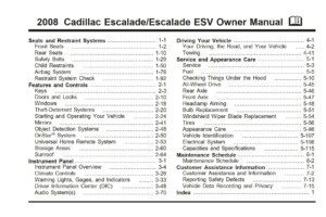 2008 cadillac escalade esv owner's manual