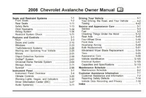 2008 chevrolet avalanche owner's manual