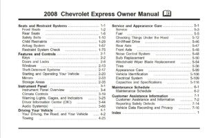 2008 chevrolet express owner's manual