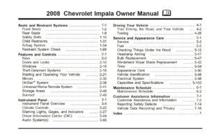 2008 chevrolet impala owner's manual