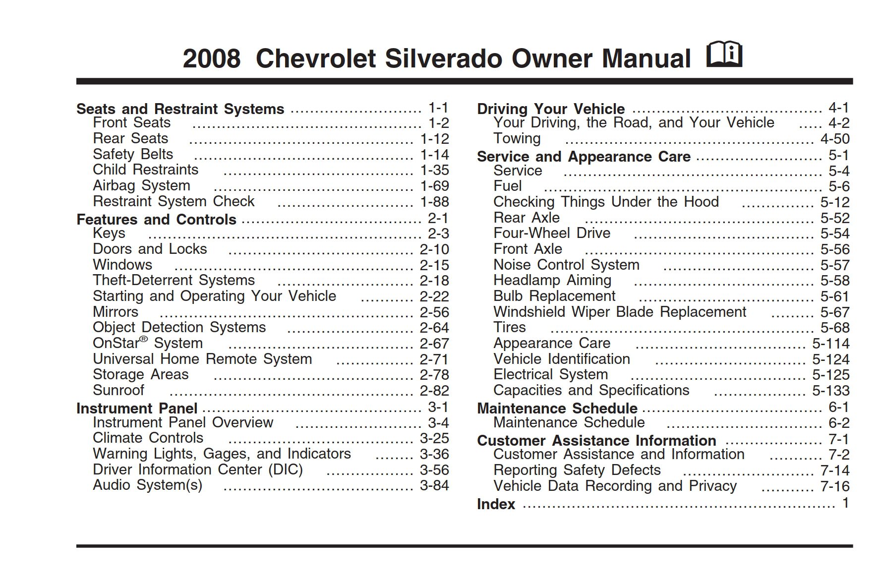 2008 chevrolet silverado owner's manual