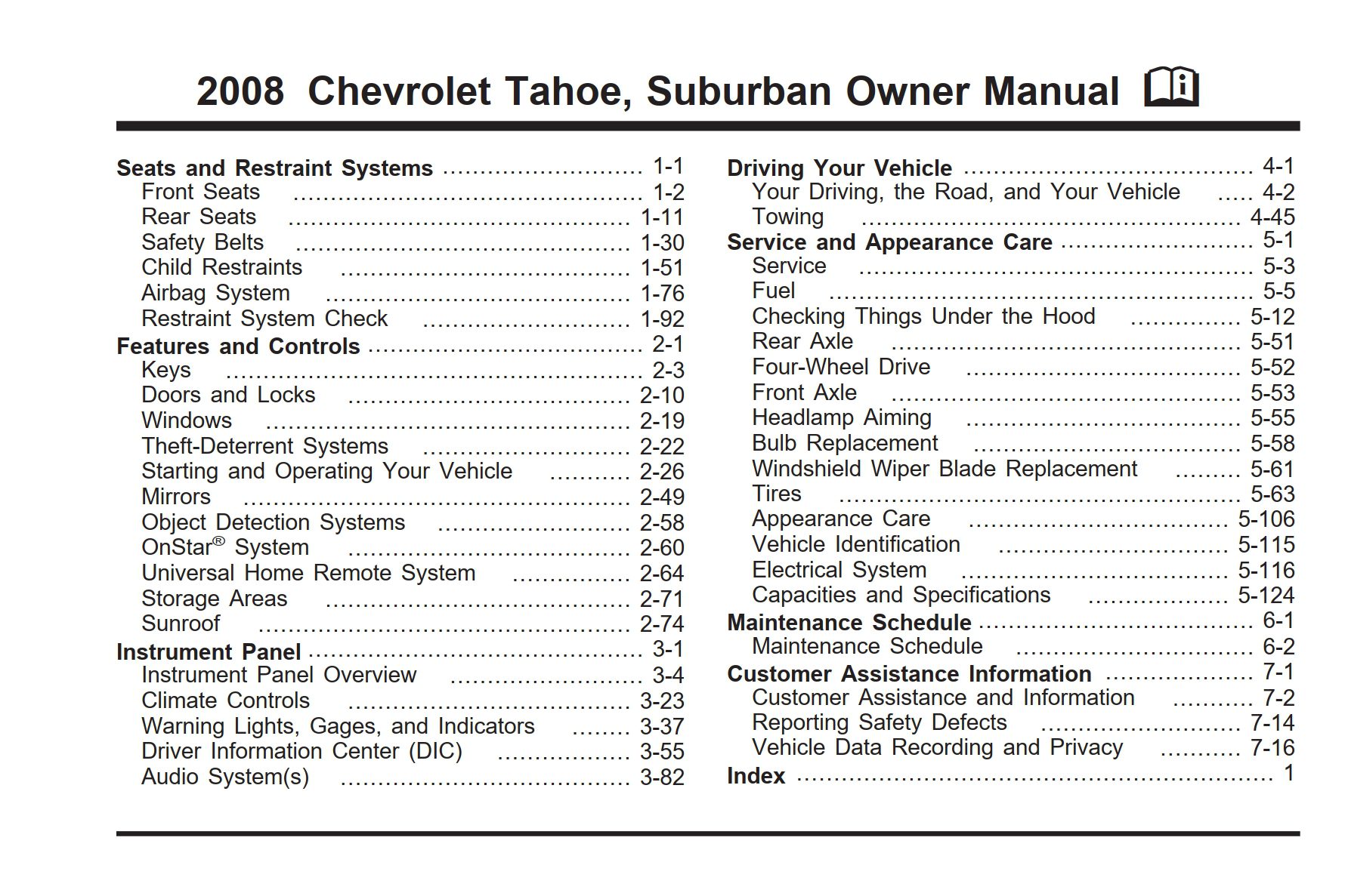 2008 chevrolet tahoe owner's manual