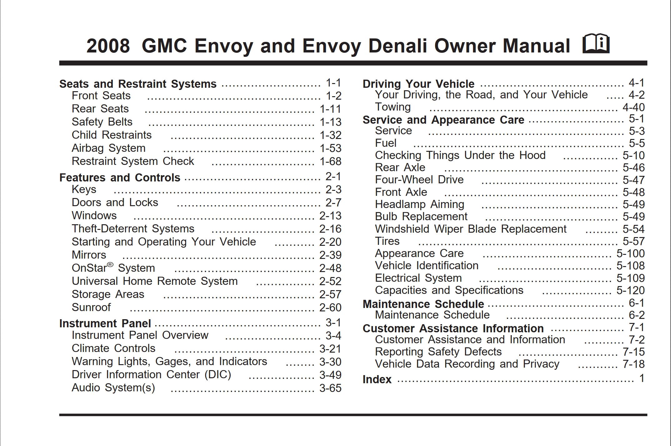 2008 gmc envoy owner's manual