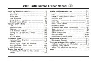 2008 gmc savana owner's manual