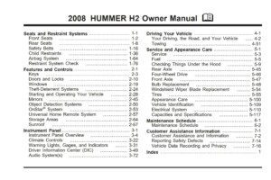 2008 hummer h2 owner's manual