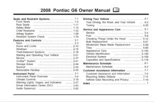 2008 pontiac g6 owner's manual