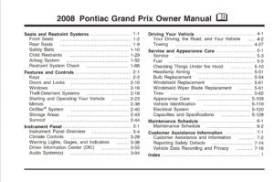 2008 pontiac grand prix owner's manual