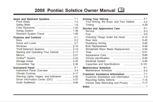 2008 pontiac solstice owner's manual