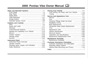 2008 pontiac vibe owner's manual