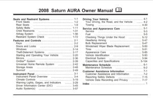 2008 saturn aura owner's manual