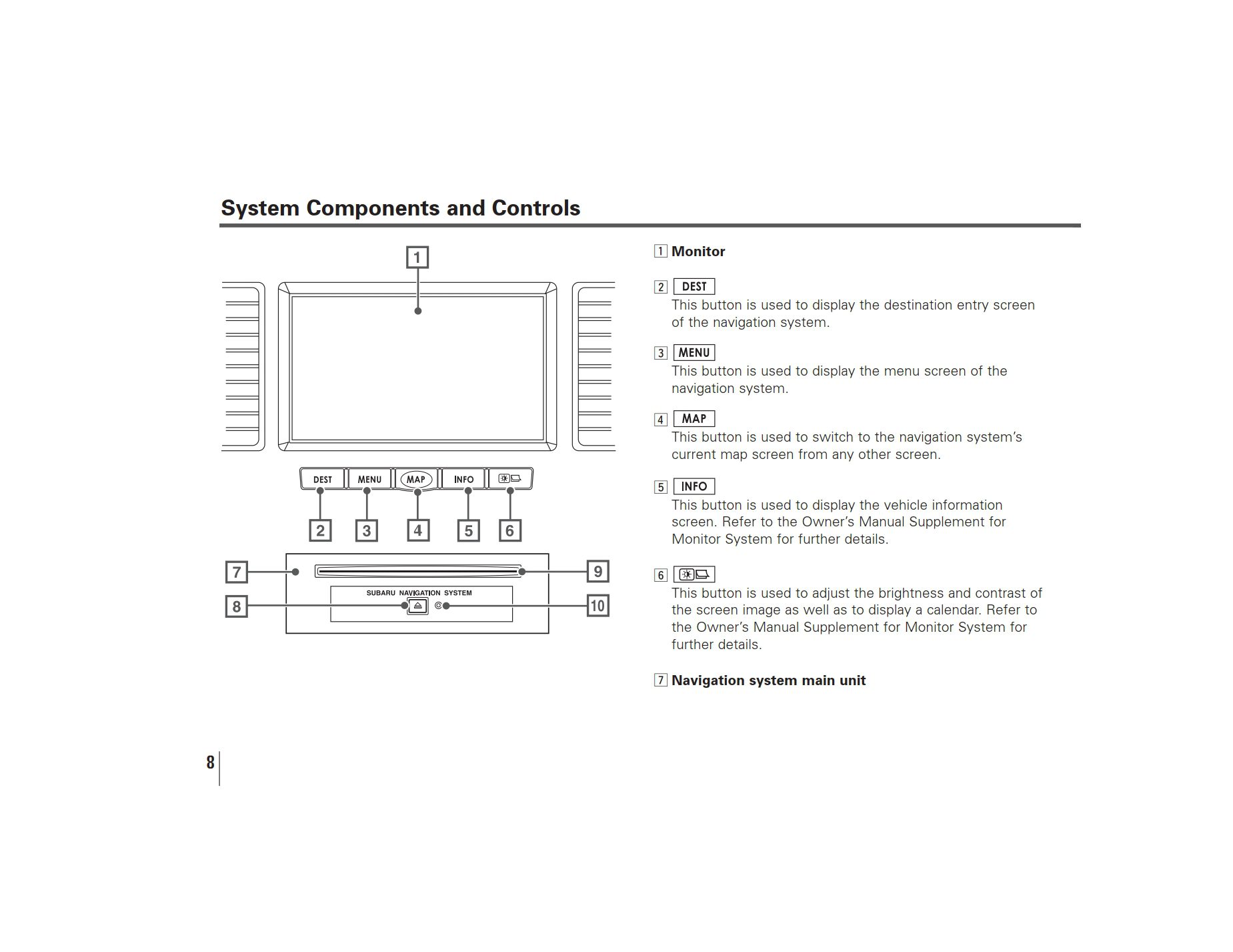 2008 subaru legacy and outback navigation system owner's manual