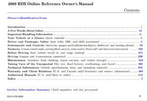 2009 acura rdx owner's manual