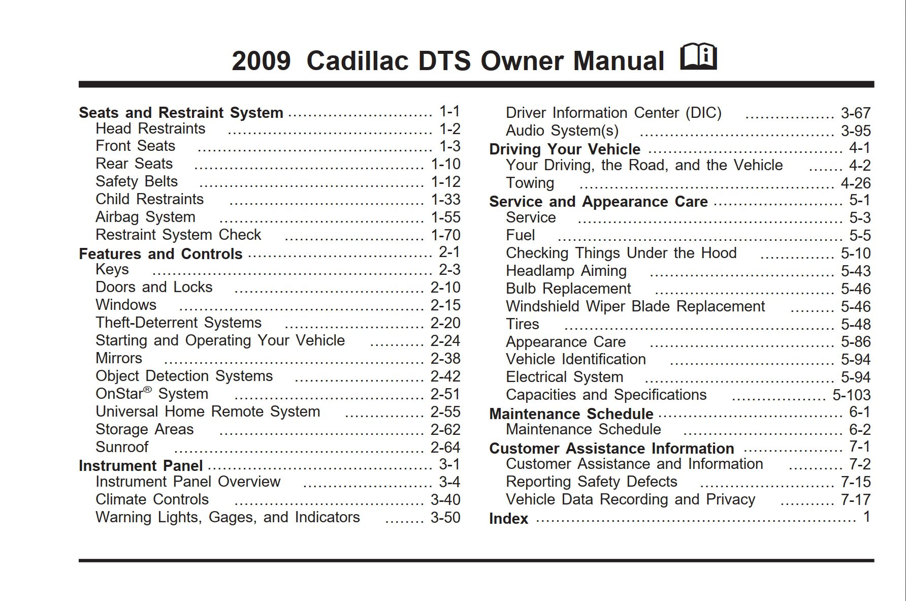 2009 cadillac dts owner's manual