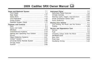 2009 cadillac srx owner's manual