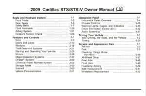 2009 cadillac sts owner's manual