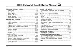 2009 chevrolet cobalt owner's manual