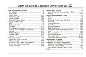 2009 chevrolet colorado owner's manual