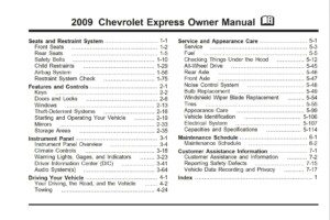 2009 chevrolet express owner's manual