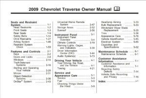 2009 chevrolet traverse owner's manual